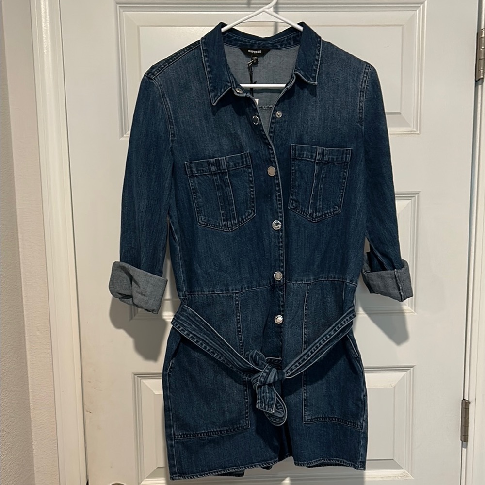 Denim Button-Up Romper